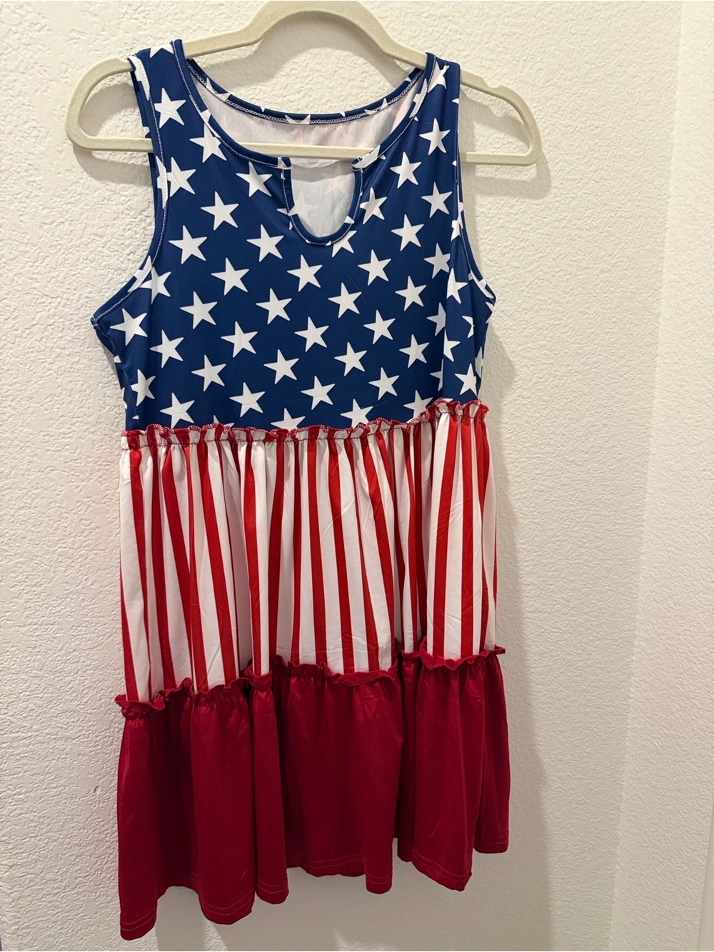 Ladies Patriotic Star & Stripe Red White Blue Dress Sz S